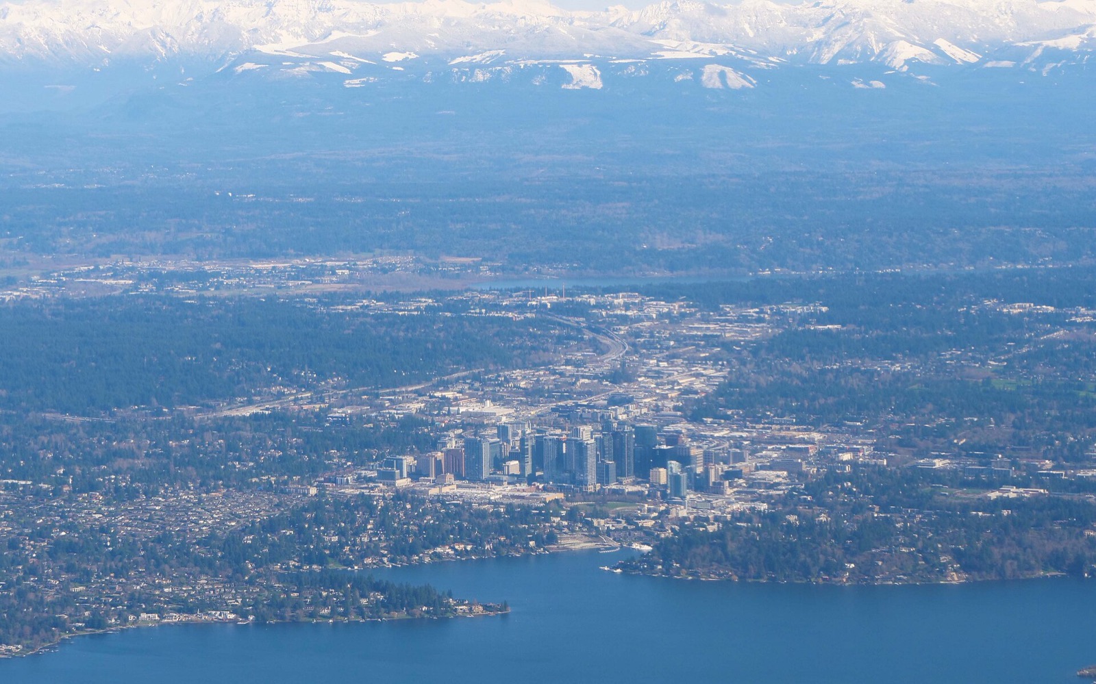 Aerial view of the Bellevue, Washington skyline